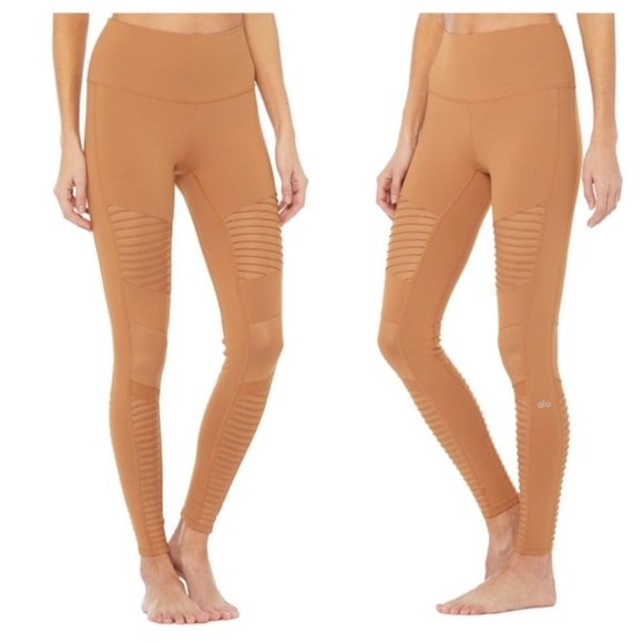 Like New Alo Yoga High Waist Henna & Henna Glossy Moto Leggings - Picture 3 of 13